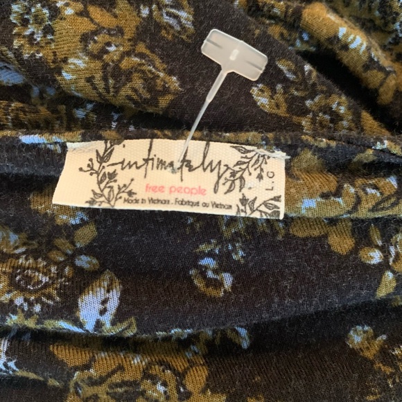 Free People Turnt Bodysuit Top V-neck Night Combo Floral Black Khaki Green L - Picture 11 of 16